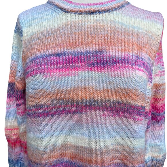 Gap Pastel Rainbow Space-Dyed Sweater Womens Sz S Feminine Soft Girl Striped - Picture 5 of 10